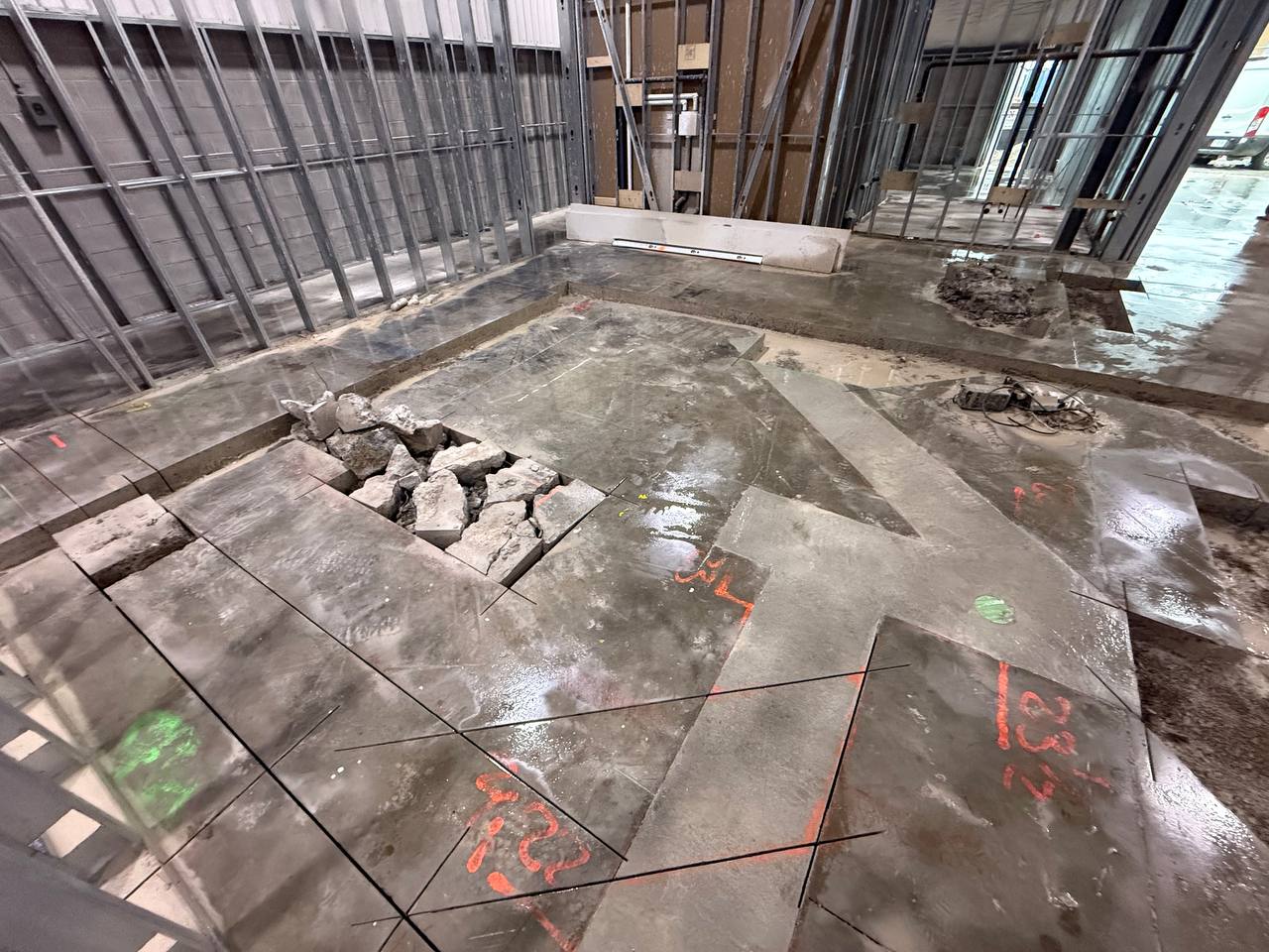 Cutting cement slab